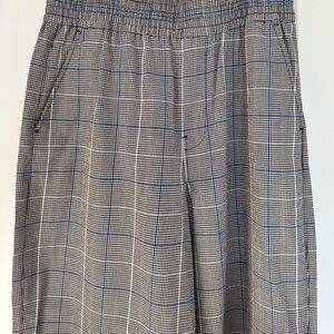 Madewell Women’s medium wide leg houndstooth pants with black & blue check